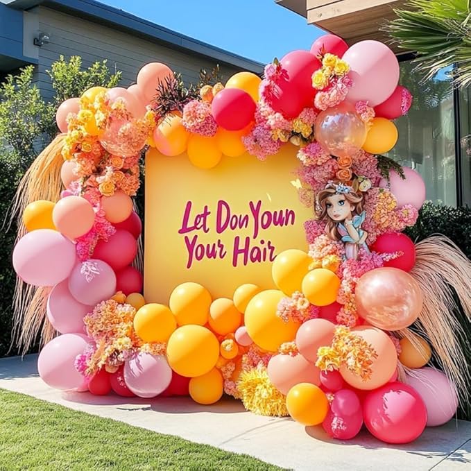 Yellow Pink Balloon Garland Double Stuffed Light Baby Pink Peach Balloons Different Sizes Pastel Coral Balloon Arch Kit for Birthday Baby Shower Wedding Love Wildflower Spring Party Decorations
