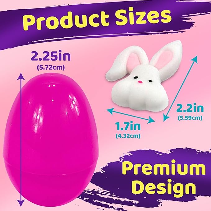 stargo 36 Pack Colorful Prefilled Easter Eggs bulk with mochi Squishy Easter toys - Plastic easter Eggs with squshies for Easter Basket stuffers, Easter Gifts, Egg Hunts Party Decorations Goodie Bags