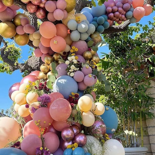 Pastel Balloon Garland Kit Rose Gold Purple Chrome Metallic Dusty Pink Rose Blue Macaron Yellow Balloon Arch Kit for Birthday Baby Shower Garden Party Wedding Wild Flower Picnic Decoration