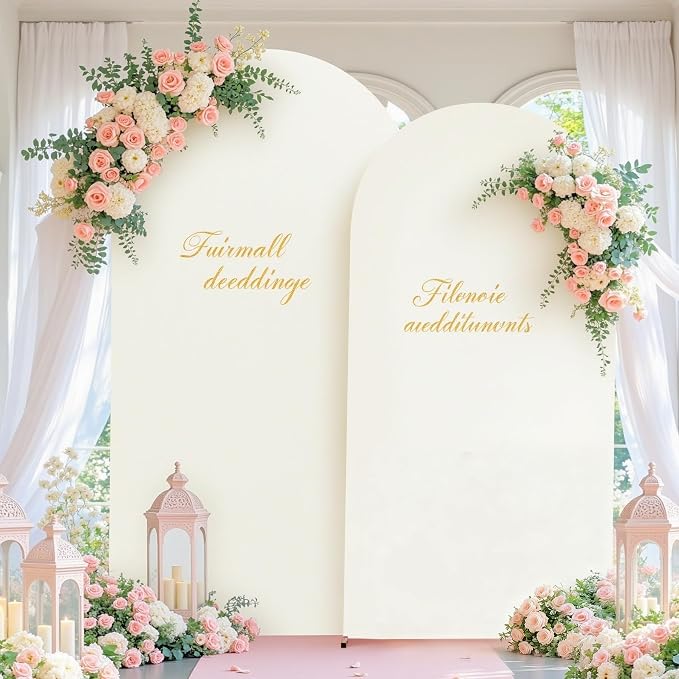 Ivory Arch Cover 7.2FT 6FT Wedding Arch Backdrop Covers Set of 2 Spandex Fitted Metal Arch Stand Covers for Birthday Baby Shower Party Decor Girls Bridal Banquet Photo Booth Balloon Arch Background