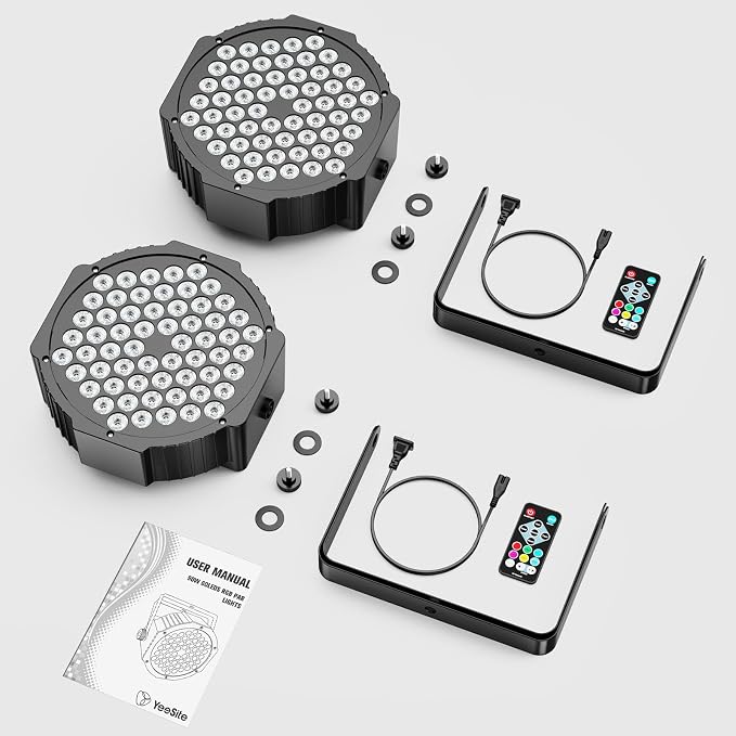 90W RGB LED Par Lights: 60 LEDs Dimmable Stage Lighting - Remote & DMX Control - Sound Activated Uplights for Events DJ Wedding Party Church Band Holiday Performance- 2Pack