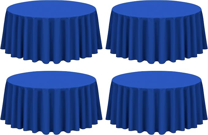 Showgeous 4 Pack Royal Blue Round Tablecloth - 120 Inch Polyester Table Cloth - Washable Decorative Fabric Table Covers for Wedding, Dining, Party, Banquet