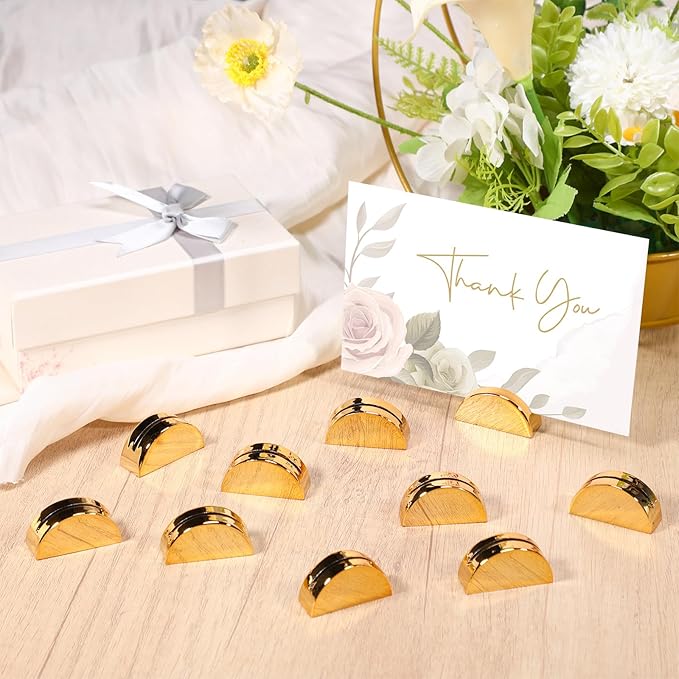 Vicenpal 20 Pcs Gold Table Number Holders Wedding Acrylic Card Place Holders with Card Slot Table Sign Display Stands for Photo Menu Office Meeting Restaurant Wedding Party Events (Semicircular)