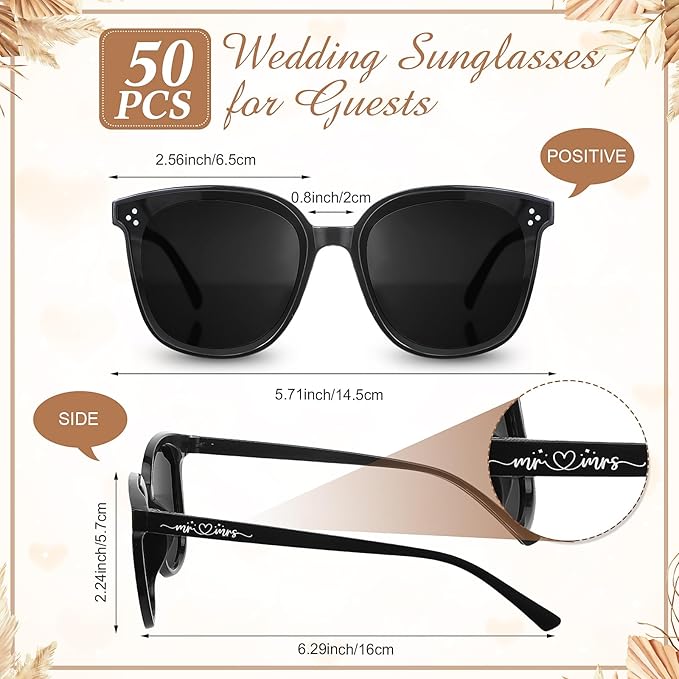 Kanayu Wedding Sunglasses for Guests Wedding Gifts Sign Married Decorations Sunglasses Black Glasses Bridal Party Favors