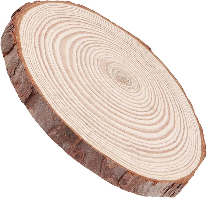 30 Pack 6-7 Inch Natural Wood Slices for Crafts, Unfinished Wood Slices with Bark 0.6 Inch Thick Wood Rounds Wooden Coasters for Crafts, Ornaments, Decorations