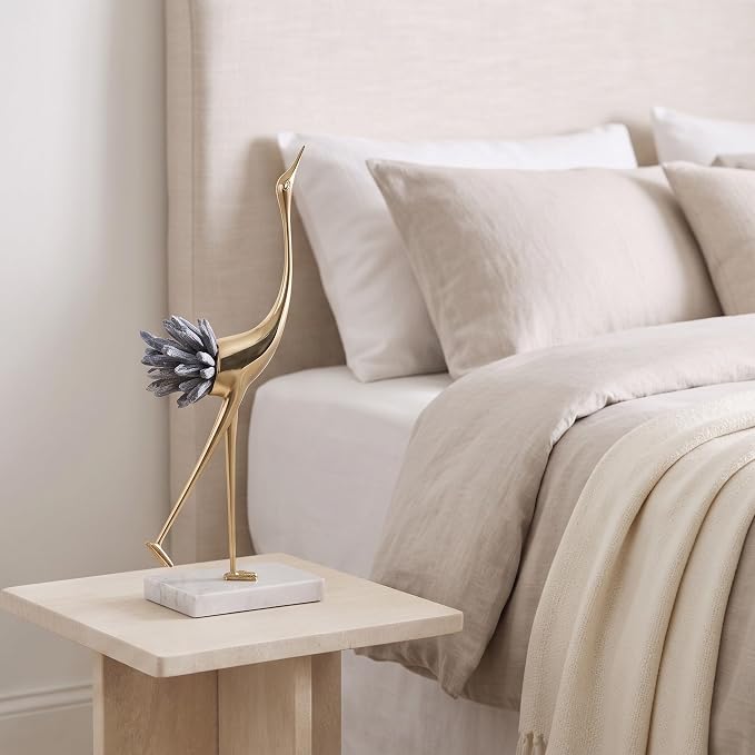 Suruim Gold Decor Accents, Brass Birds Statues - Modern Crystal Ornaments for Living Room, Bedroom, Office Desktop, Cabinets (Blue A)