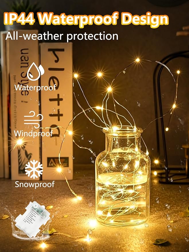 100 LED Fairy Lights Battery Operated with Remote, 33FT Waterproof Twinkle Lights with Timer & 8 Modes, Fairy String Lights Outdoor Indoor for Bedroom Classroom DIY Christmas Decor (Warm White)