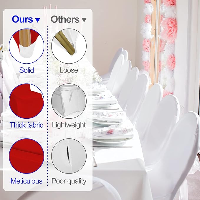 EMART Red Chair Covers 20 Pcs Spandex Stretch Universal Standard Seat Slipcovers Fitted for Wedding Bulk, Party, Banquet and Holidays Celebration