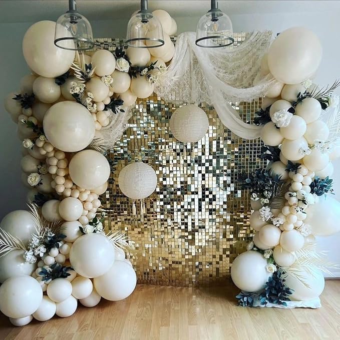 Double Stuffed White Sand balloons Different Size 115Pcs 5/10/12/18 Inch Sand White Balloon Garland Arch kit for Birthday Wedding Baby Shower Bridal Shower Neutral Party Decorations