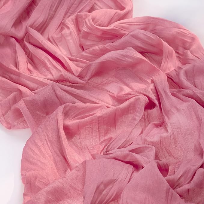 MLMC 3 Pack Mauve Pink Table Runner 10ft Sheer Gauze Spring Cheesecloth Table Runner Bulk Rustic Cheese Cloth Decor 35x120 Inches for Boho Wedding Bridal Baby Shower Birthday Party Decor