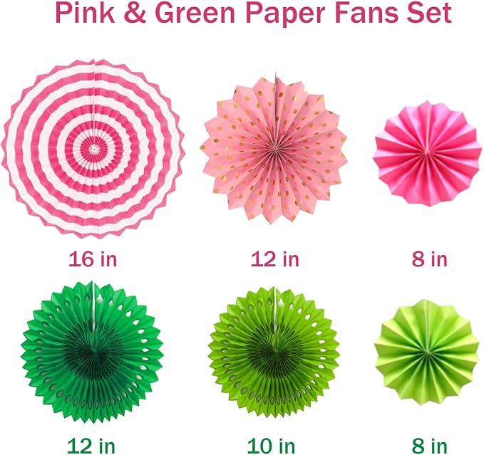 Witch Theme Party Decorations Set Colored Pink and Green Birthday Party Hanging Paper Fan Tissue Pom Poms Streamers Summer Party Supplies Tassel Garland Banner