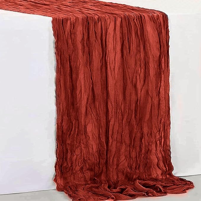 20 Pack Terracotta Christmas Cheesecloth Table Runner 35x120 Inch 10Ft Rustic Gauze Cheese Cloth Table Runner Sheer Cheesecloth Table Runners for Wedding Party Bridal Shower Decoration
