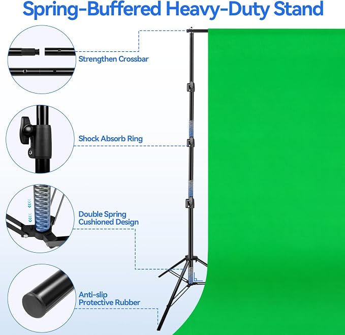 EMART 10 x 10ft Green Screen Backdrop Kit with Tripod Stand, Photography Background Support System with 10 x 20ft 100% Cotton Muslin Chromakey Backdrop for Photo Studio, Video Shooting, Live Streaming