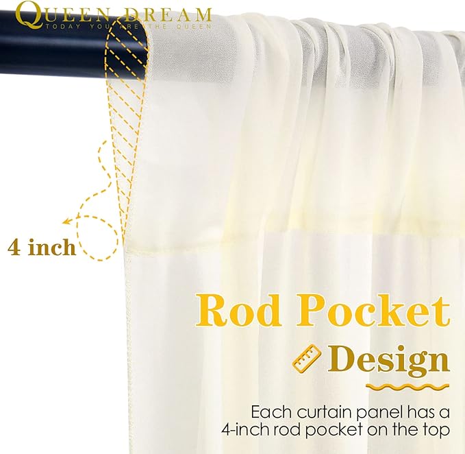 Ivory Chiffon Backdrop Wedding Decoration Party Stage Decorative Backdrop Background Curtain 10ftx8ft