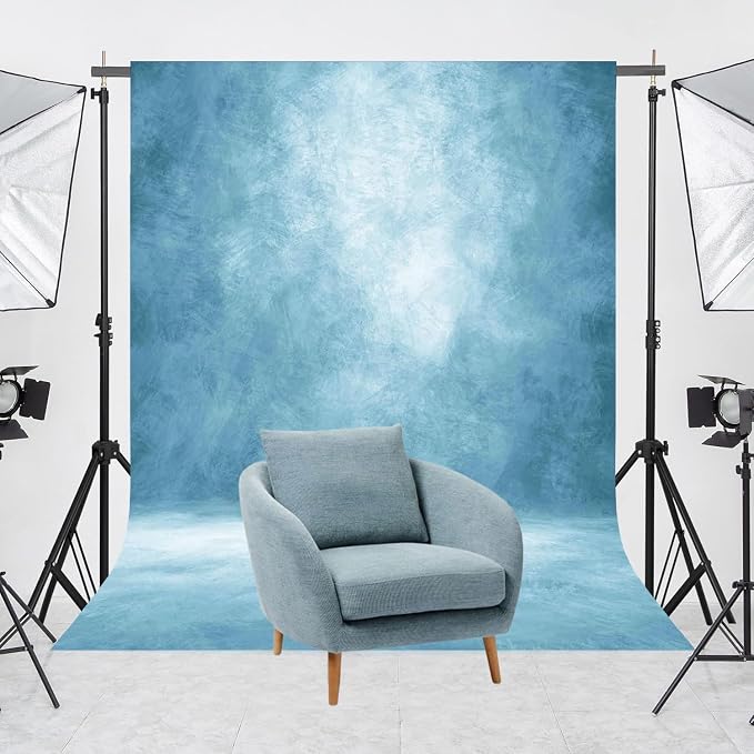 Abstract Professional Photography Backdrop for Portrait Photo Props Booth Background Photoshoot Studio with Polyester Fabric Roller Pocket on Top (8x14ft,Light Blue,No Stand)
