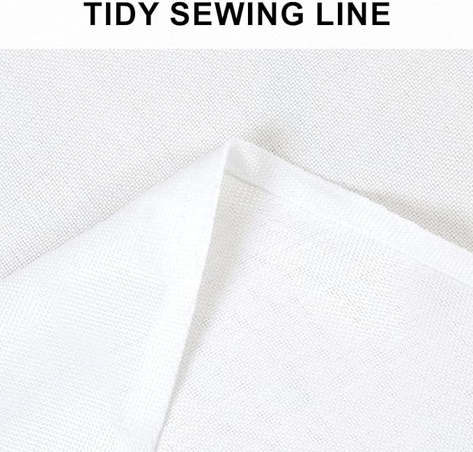 Hiasan Round Linen Table Cover 50 Inch - Wrinkle and Stain Resistant Washable Polyester Fabric Table Cloth for Dining Room Kitchen Party, White