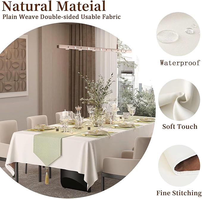 Rectangle Tablecloth 70''x140'', Waterproof Washable Double-Sided Table Cloth, Soft Thick Classic Table Cover for Dining, Wedding, Party Decorations, Cream