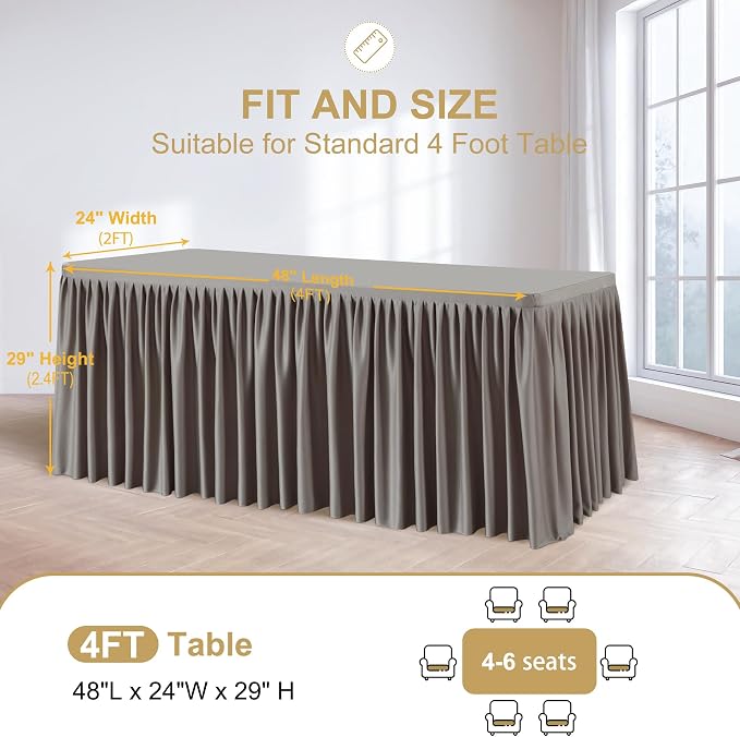 Wish Care 2 Pack Nude Brown Rectangle Table Clothes for 4 Foot Tables, Polyester Fitted Tablecloths 4ft Stretch Table Cover for Wedding, Birthday, Parties, Trade Show, Craft Show