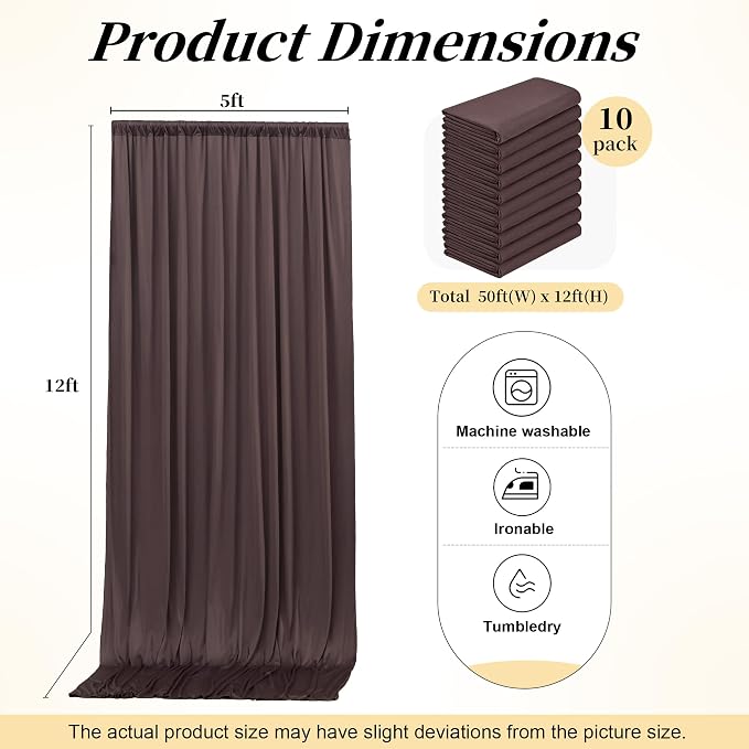 20ft x 12ft Brown Backdrop Curtains for Parties, Wrinkle Free 4 Panels Photo Backdrop Drapes Back Drop Cloth for Wedding Birthday Photography Background Decor