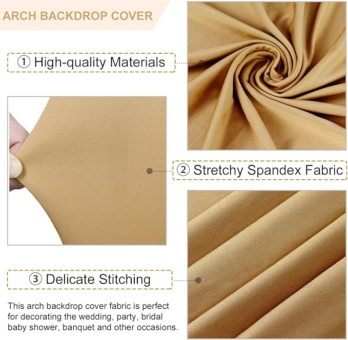 FANPROMS Khaki Arch Cover Set of 2 Arch Backdrop Stand Cover 6FT 7.2FT Spandex Fitted Arch Backdrop Cover Brown Wedding Arch Covers Stretchy Backdrop Arch Cover Backdrop Fabric for Wedding Party Decor
