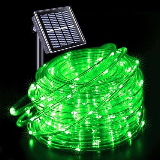 JMEXSUSS 66 ft 200 LED Green Halloween Solar Rope Lights with 8 Modes | Rope Lights Outdoor Waterproof, PVC Tube Green Christmas String Lights for Halloween Party Tree Fence Christmas