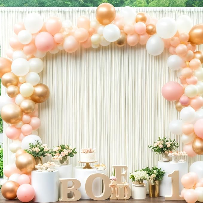 20ft x 12ft Wrinkle Free Ivory Backdrop Curtains for Parties, Ivory Photo Backdrop Drapes 12FT Long Silky Back Drop Cloth for Wedding Birthday Photography Background Decor