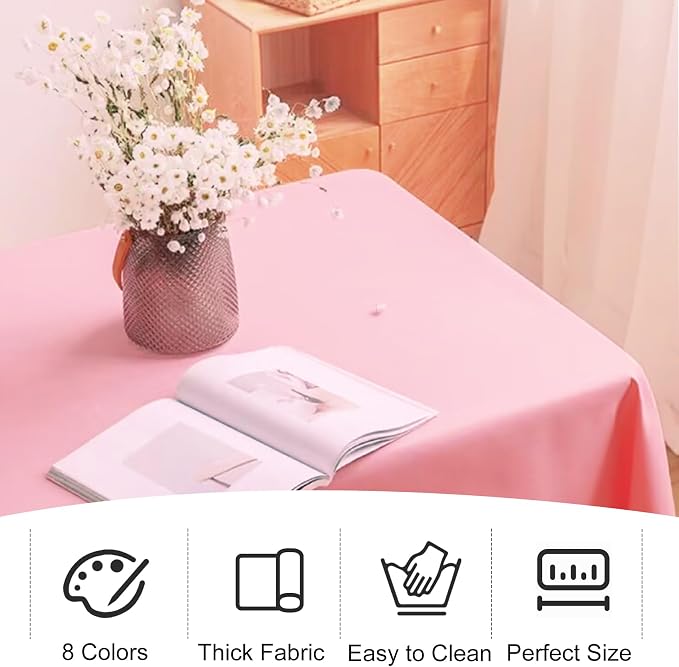 4 Pack Rectangle Tablecloth 60x126 Inch Pink Washable Polyester Table Cover for Wedding Dining Table Buffet Parties Banquet Decoration（Pink）