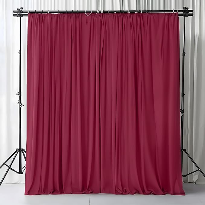 GALLETY 20 FT x 10 FT Red Backdrop Curtain - Polyester Backdrop Curtain Panels with 4 Inch Rod Pockets - Wedding Ceremony Party Home Window Decoration