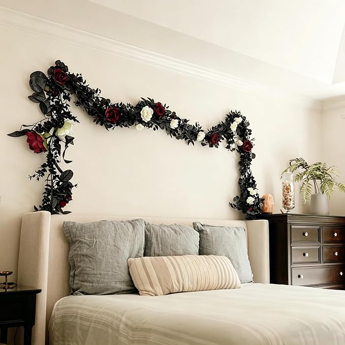 CQURE 2Pack Eucalyptus Garland,Artificial Eucalyptus Leaves Flowers Table Greenery Garland Wreath Vines for Wedding Party Fireplace Bedroom Room Decor