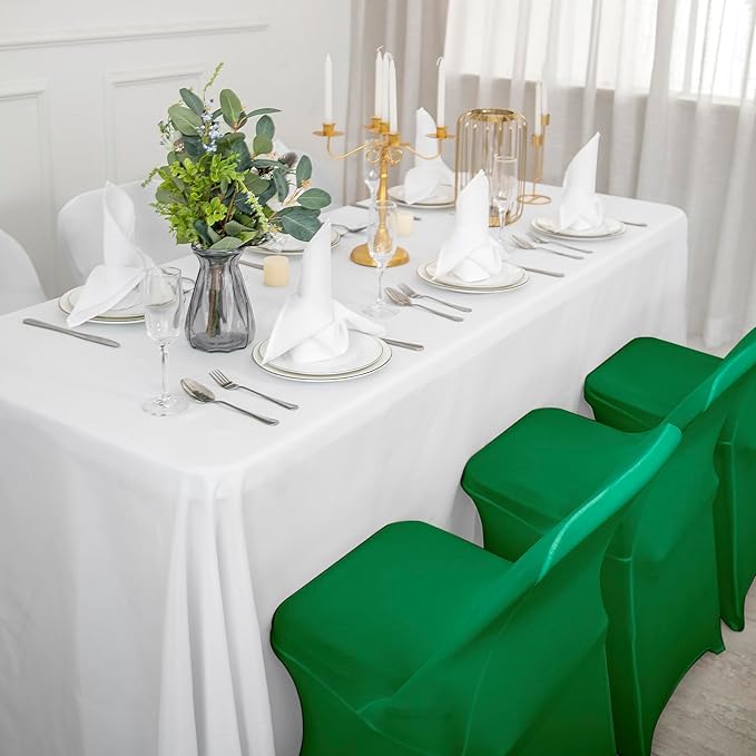 12 PCS Christmas Waterproof Stretch Spandex Folding Chair Covers, Dining Room Chair Slipcovers Protector for Wedding, Banquet, Party, Holidays, Celebration and Decoration（Emerald）