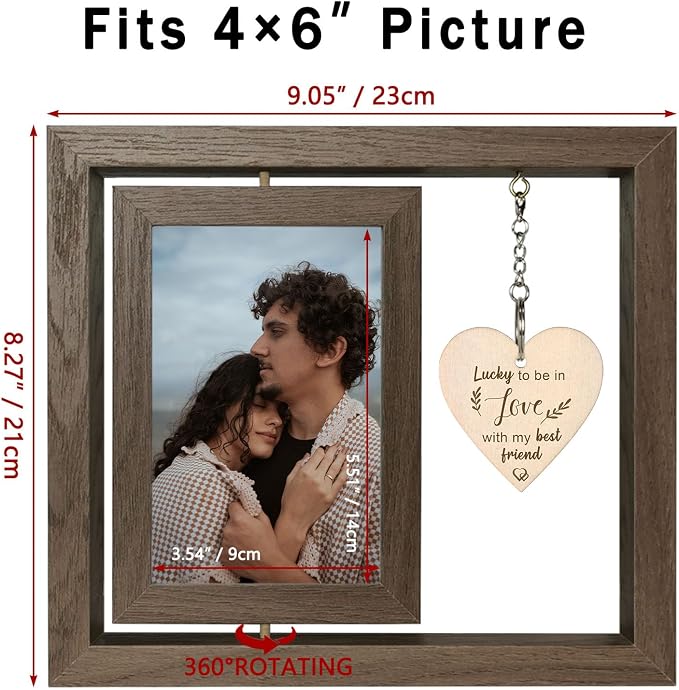 EYITUPC Lucky to Be in Love with My Best Friend Birthday Anniversary Picture Frame Boyfriend Girlfriend Husband Wife Fiance Couples Gifts (Display Two 4x6)