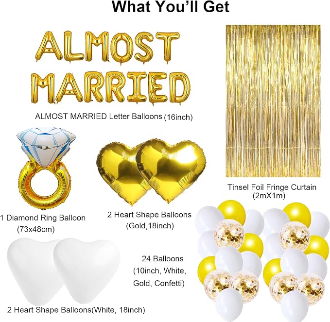 Wedding Rehearsal Dinner Decorations, Almost Married Balloons Backdrop | Wedding Rehearsal Decorations, Engagement Bridal Shower Bachelorette Party Supplies