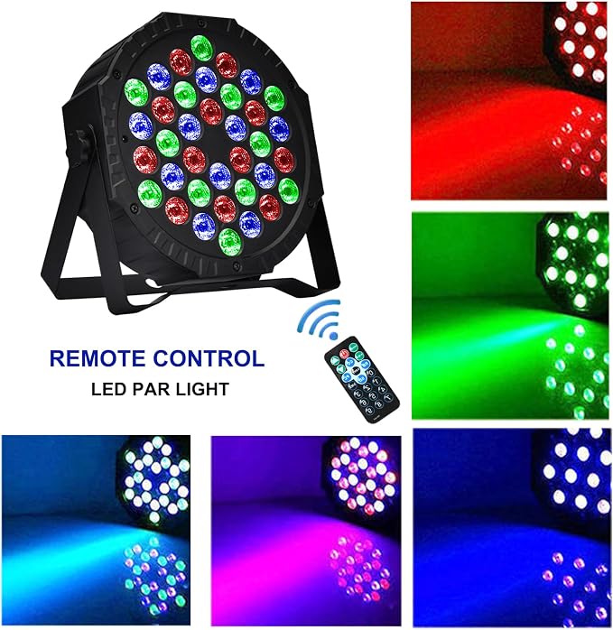 Stage Lights Dj Lights for Parties Led Stage Light Sound Activated Portable Party Light Par Light 36 Led RGB Remote Control Uplights for Disco Indoor Events Bar Birthday Wedding Outdoor