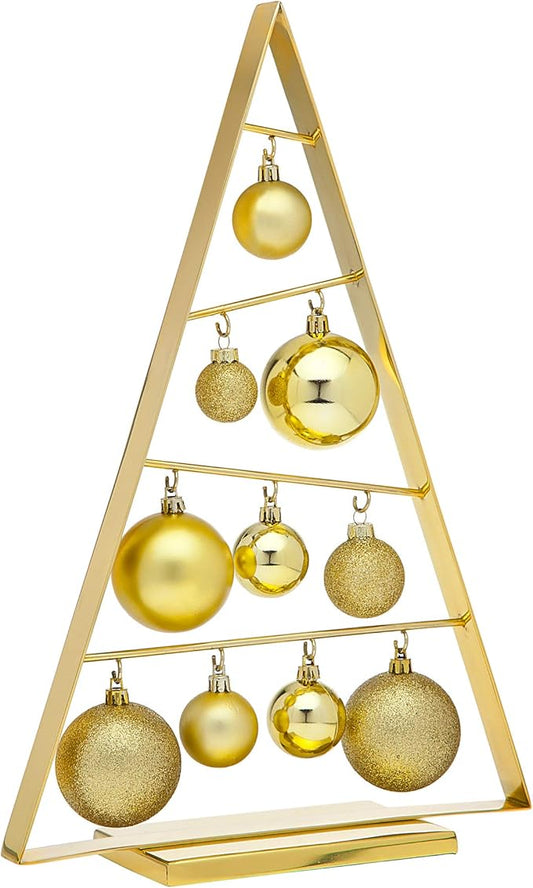 Godinger Silver Art Holiday Decoration Gold Tree With 10 hanging Ornaments, 16"
