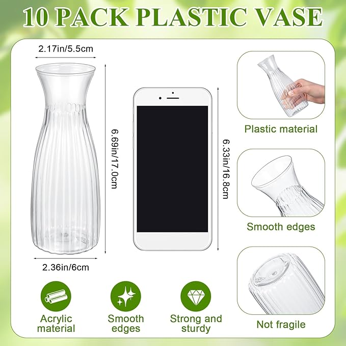 Reallnaive 30 Pack Artificial Flowers Table Centerpieces Decorations with Plastic Vase Wedding Mason Jar 20 Bundles Silk Floral Bouquet 10 Clear Vase with Rope for Party Decor(Dahlia,White)