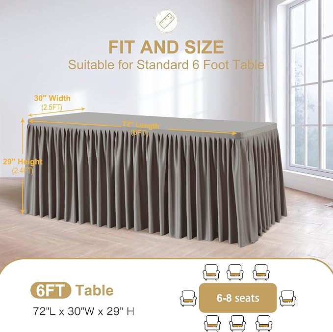 Wish Care 2 Pack Nude Brown Rectangle Table Clothes for 6 Foot Tables, Polyester Fitted Tablecloths 6t Stretch Table Cover for Wedding, Birthday, Parties, Trade Show, Craft Show