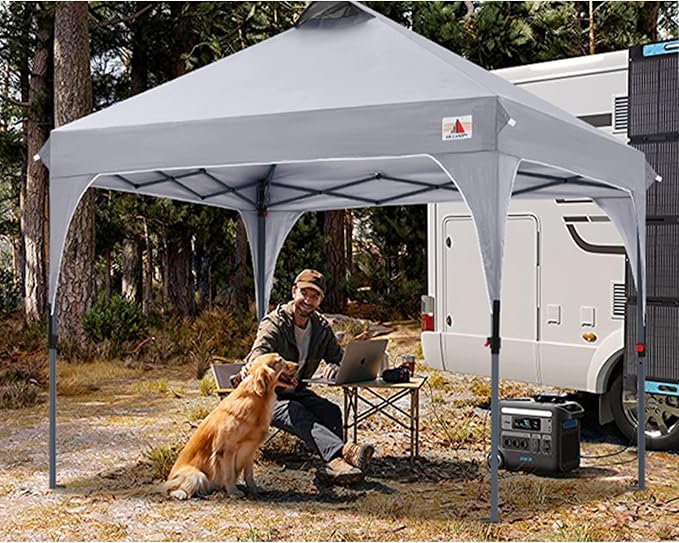 ABCCANOPY Outdoor Pop up Canopy Tent, 10x10 Instant Portable Canopy for Camping, Beach, Backyard,Gray