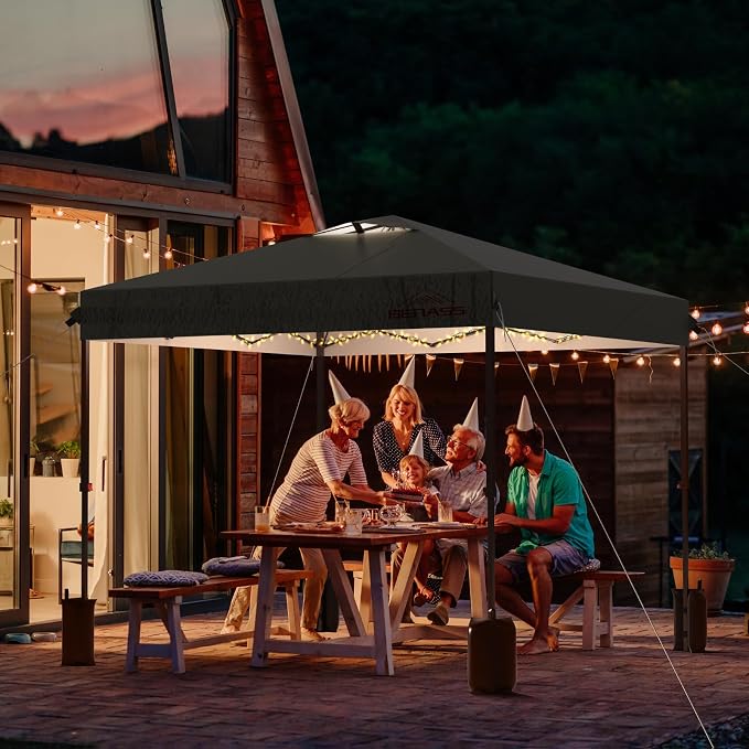 10x10 Pop Up Canopy, Easy Up Canopy Tent, Heavy Duty Tents for Parties, One Person Easy Set Up Event Tent, Grey