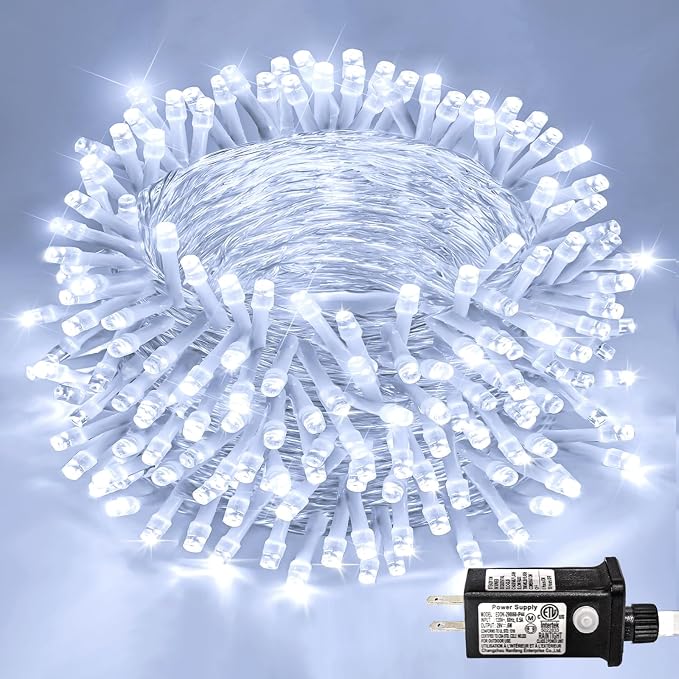 250 LED White Christmas Lights Outdoor, 82 FT Christmas String Lights with 8 Modes Waterproof, Plug in Clear Wire Twinkle Fairy Lights for Indoor Yard Bedroom Wedding Tree Holiday Decorations