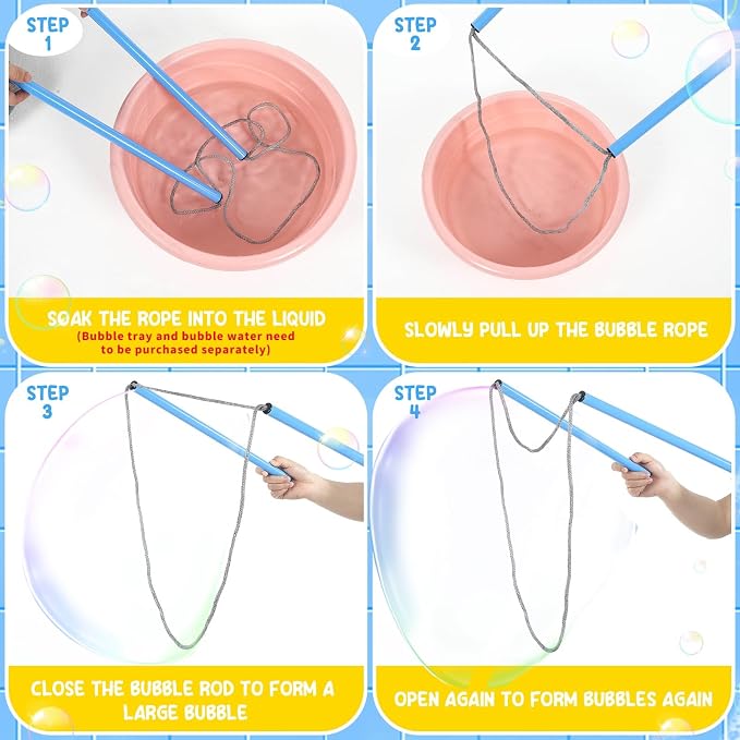 Meooeck 28 Pcs Giant Bubble Wands Big Bubble Maker for Outdoor Toys for Adults Boys Girls Birthday Party Favors Lawn Park Beach Summer Birthday Party Favors Outdoor Activities