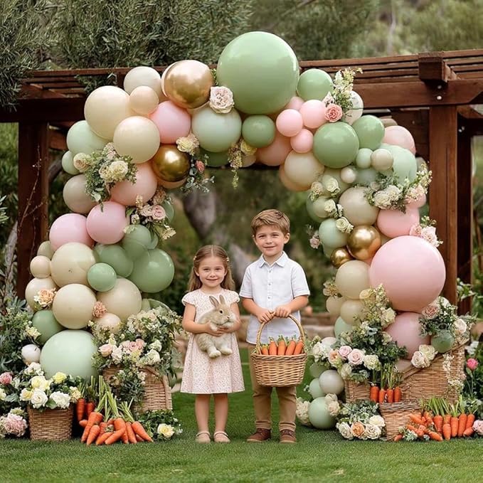 Dusty Green Balloons Different Sizes - Double Stuffed Light Olive Green Balloon Arch Garland Kit for Neutral Baby Shower Birthday Bridal Wedding Easter Party Decoration