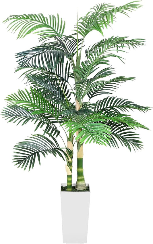Jocoevol Fake Palm Tree, 6ft Artificial Palm Tree Tall Tropical Tree with Adjustable Leaves & Large Planter, Outdoor Indoor Faux Palm Trees for Outside Patio/Living Room/Office/Corner Decor