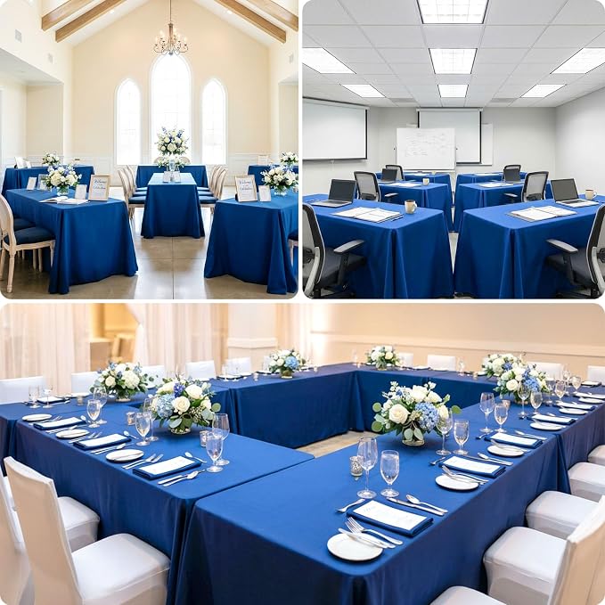 8 Pack Royal Blue Tablecloth 60 x 126 Inch Polyester Table Cloth for 8 Foot Rectangle Tables, Wrinkle Resistant Washable Decorative Fabric Table Covers for Wedding Party Banquet Buffet and Camping
