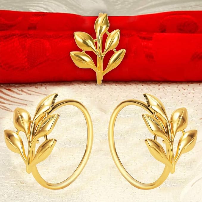 KPOSIYA Set of 50 Leaf Napkin Rings Metal Gold Napkin Holder Table Napkin Rings for Thanksgiving Day Christmas Dinning Table Parties Everyday (Ye Zi-Gold 50)