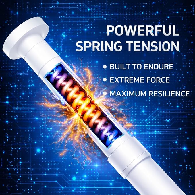 Jilron Tension Curtain Rods No Drill Adjustable Room Divider, Tension Rod for Room Separator and Partition Room Dividers, Easy Installation for Bedroom & Apartment(White - W35-100 × H43-120 in)