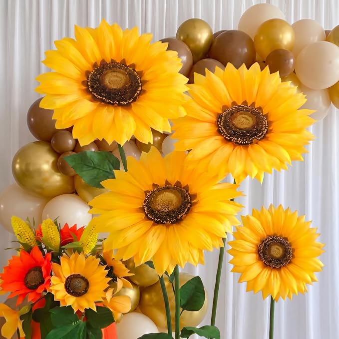 Norme 3 Pcs Giant Sunflower 12, 16, 20 Inch Large Sunflower Yellow Petals Big Paper Flowers Giant Flower for Graduation Decorations, Wedding, Home Decor, Birthday