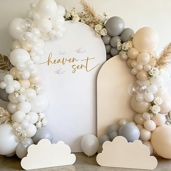 Heaven Sent Baby Shower Decorations - Heaven Sent Sign for Backdrop Balloons Arch, Gold Heavenly Birthday Party Decorations, Cloud Gender Reveal Decorations, 1st Party Supplies Banner for Girl Boy