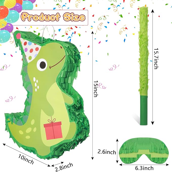 Sratte Dinosaur Piñata For Birthday Party Decor, 15.5 x 10 x 2.8 In Dino Piñata