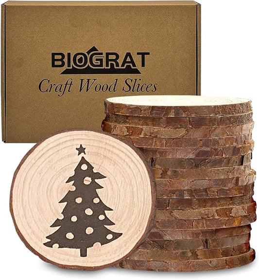 3 Inch Wood Slices Discs Ornaments for Crafts, 16 Pcs 2.8-3.1 inches Diameter 0.2 inches thickniss
