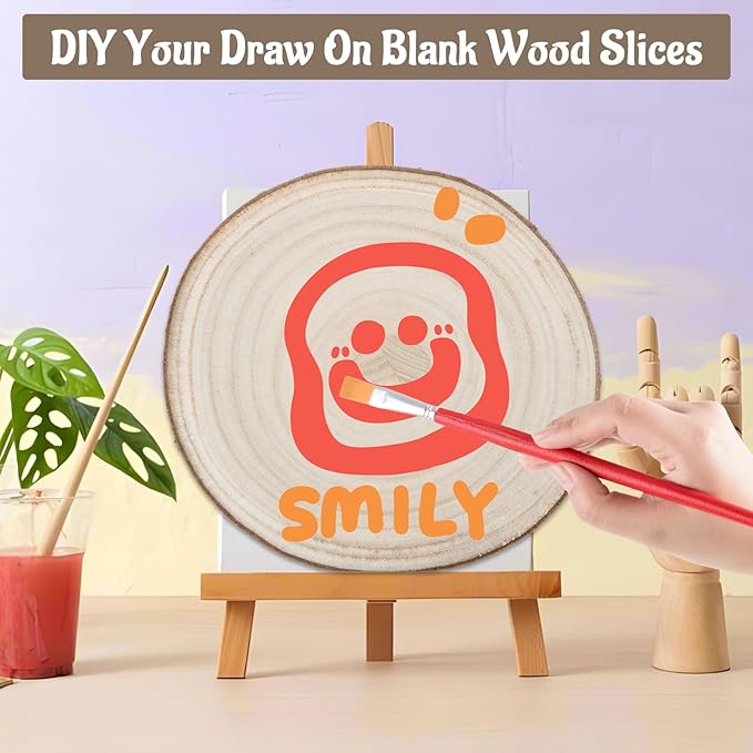 QTLCOHD 12 Pcs 7-8 Inch Large Wood Slice for Centerpieces, Natural Rustic Unfinished Wood Slab, Round Wooden Circle with Bark for Tables, Wedding Decoration, DIY Painting Crafts, Christmas Decor